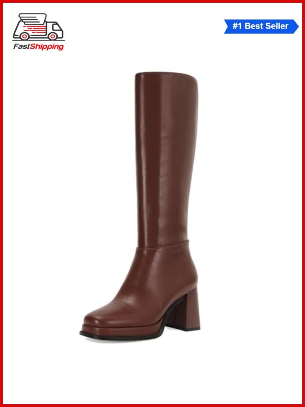 ✨ Knee High Boots Women Chunky Heel Square Toe Tall Riding Boots with Side